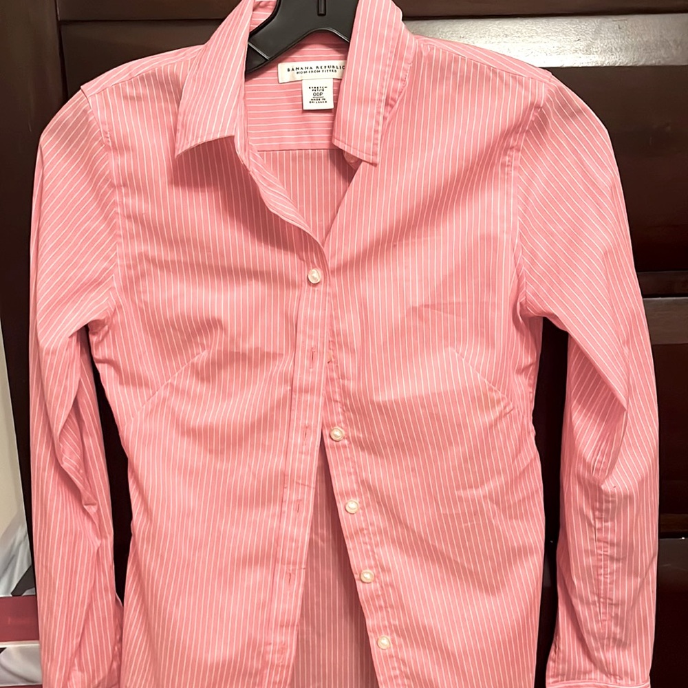 Pink button down shirt